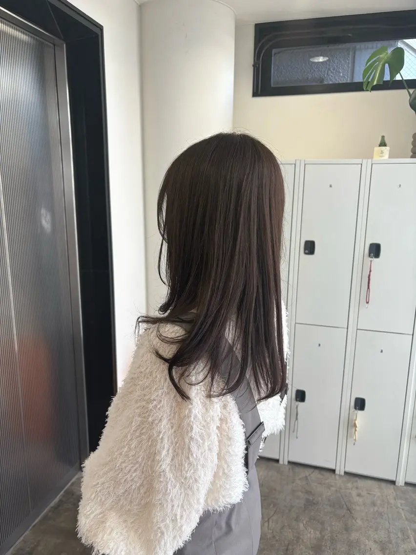 ロング カラー ブラウンカラー カット ヘアカラー トリートメント ヒメカ/髪質改善/ レイヤー/大阪のヘアスタイル