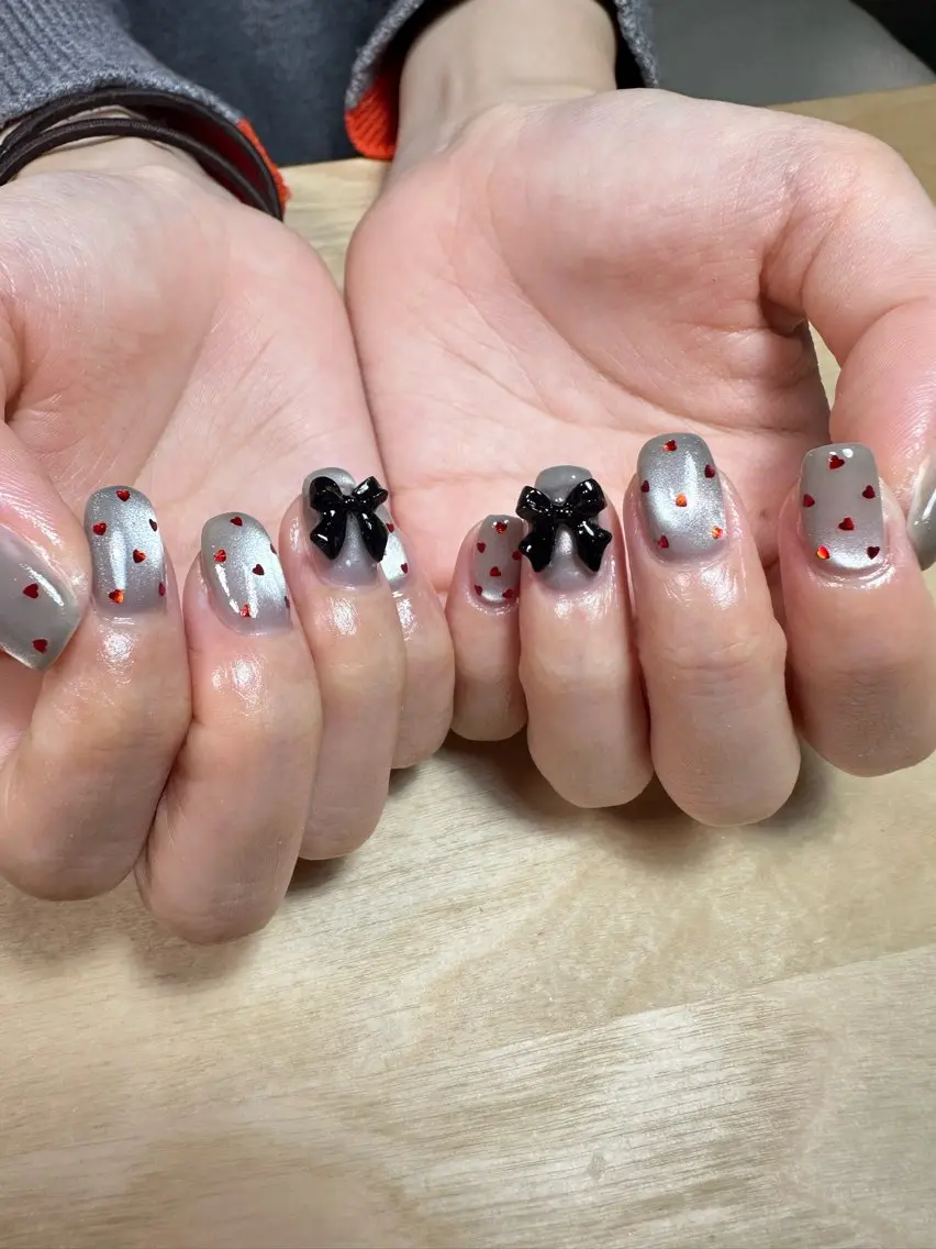 ネイル アートネイル マグネットネイル リボン ハンドネイル en nail MEGUMIのネイルデザイン