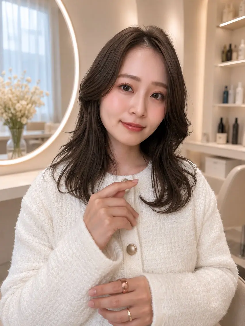 ロング ハッシュカット 韓国風ヘア レイヤーカット Lueur. ／レイヤーカットのヘアスタイル
