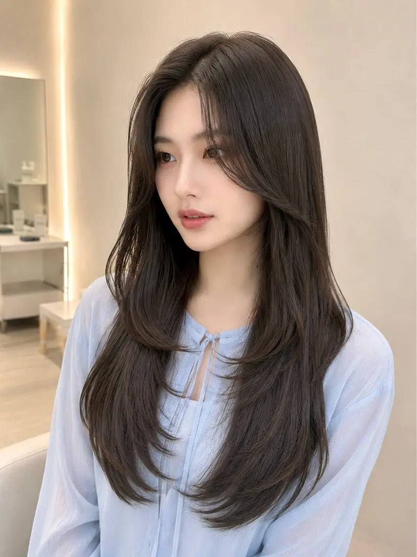 ロング カラー 髪質改善 似合わせカット 縮毛矯正 トリートメント カット ヘアカラー トリートメント 髪質改善 縮毛矯正/ レイヤーカット/本木のヘアスタイル
