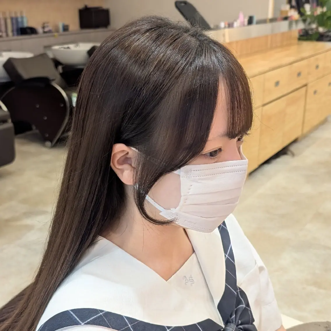 ロング 顔周りカット 学生 髪質改善 ロング トリートメント 彩桜/アレンジ/艶 カラー/小顔カット✂のヘアスタイル