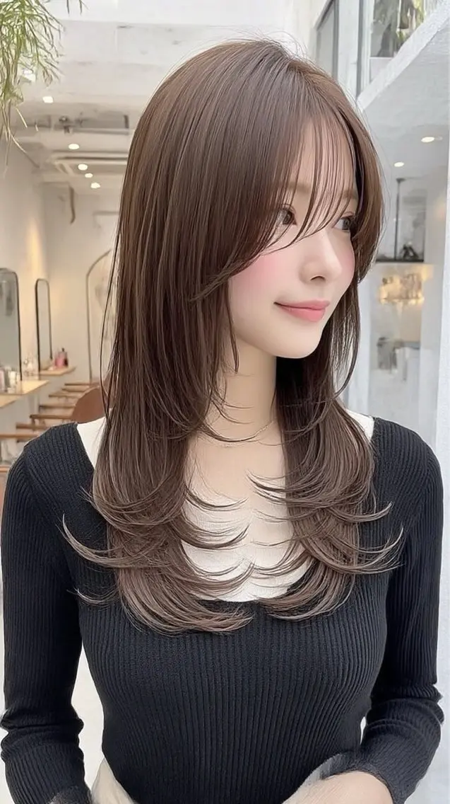 ロング カラー ヘアカラー 絶対可愛い暖色カラー 🌷うる艶🌷結奈✨のヘアスタイル