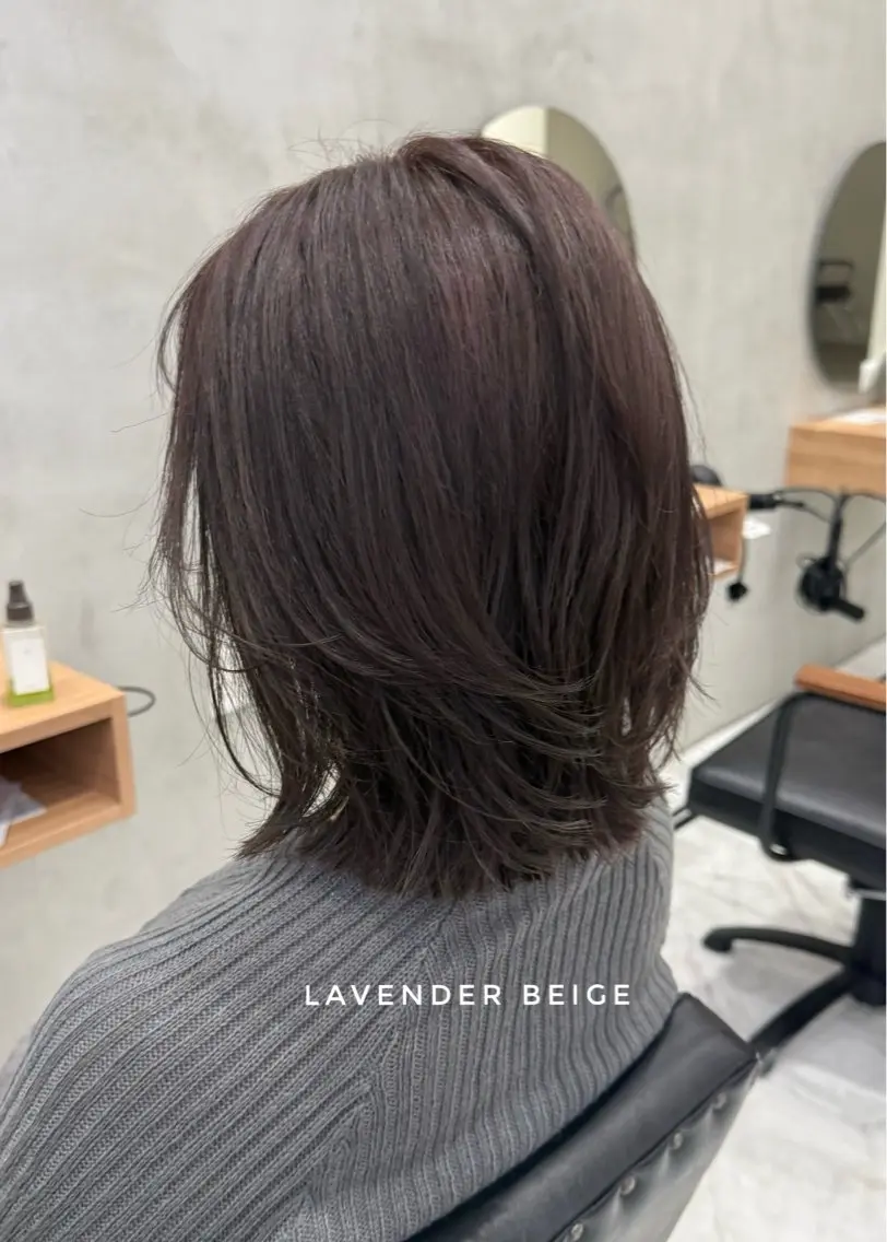 ミディアム カラー グレージュ ラベンダーカラー 透け感color/ SUのヘアスタイル