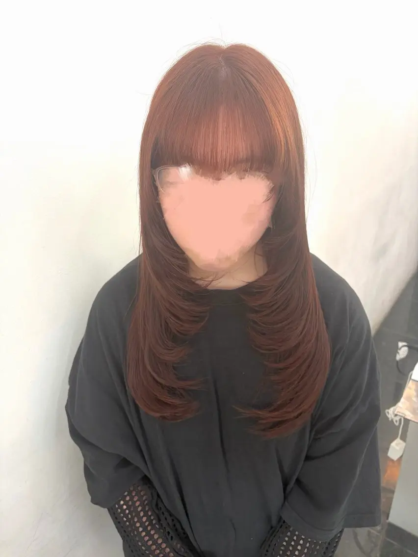 ロング ロングレイヤー レイヤーカット ロング カット ガーリー×韓国🎀 ⟡.·天野結良⟡.·のヘアスタイル