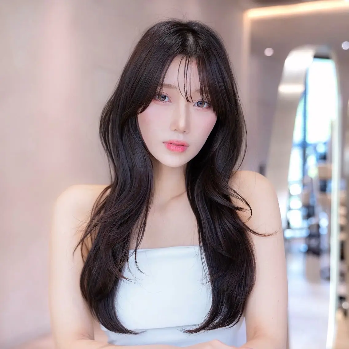 ロング カラー 透明感カラー 韓国風ヘア レイヤーカット ロング カット ヘアカラー 韓国レイヤー× 透明感暗髪/nanoのヘアスタイル
