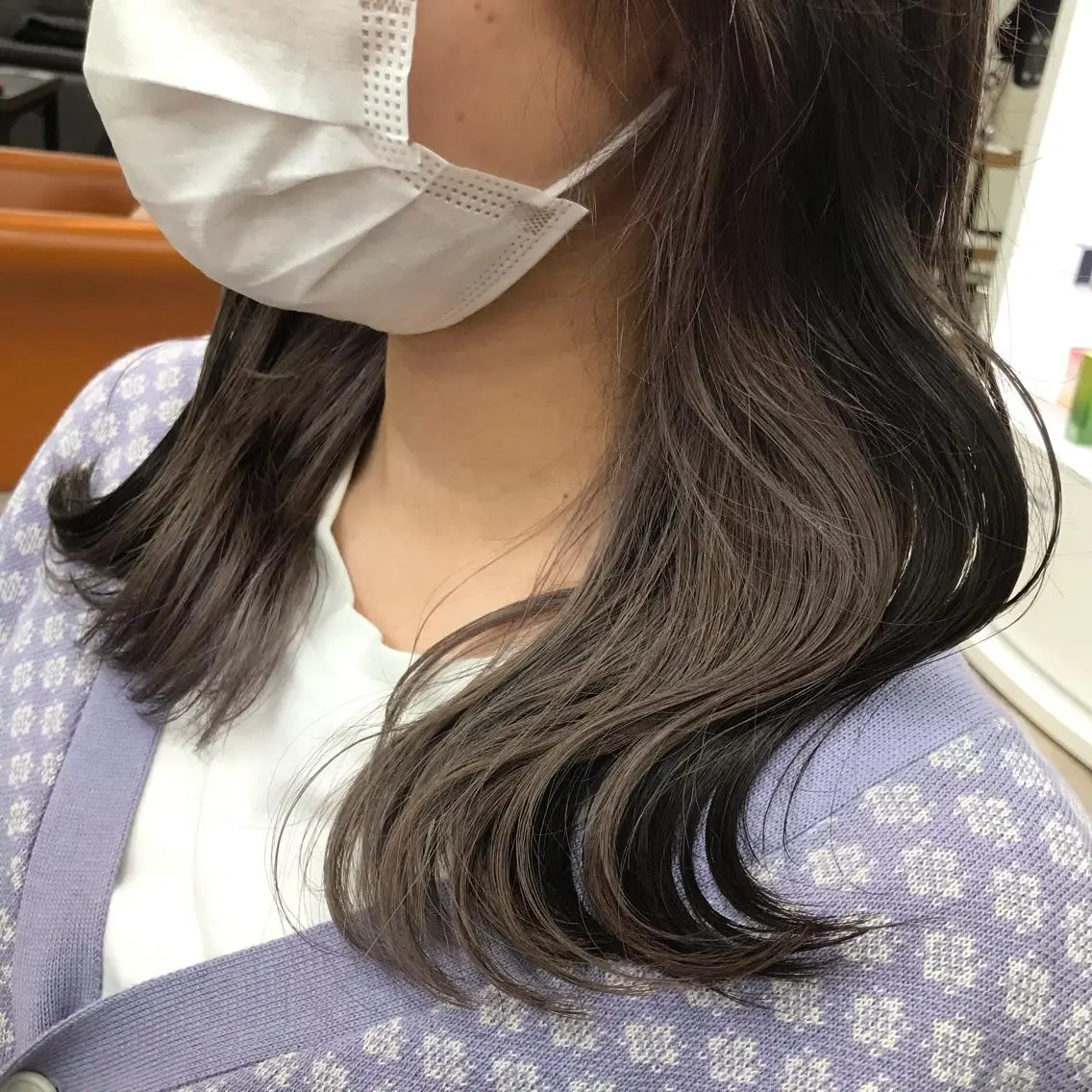 ミディアム カラー グレージュ インナーカラー ヘアカラー (産休中)磯野 風香 ReCharme新保のヘアスタイル