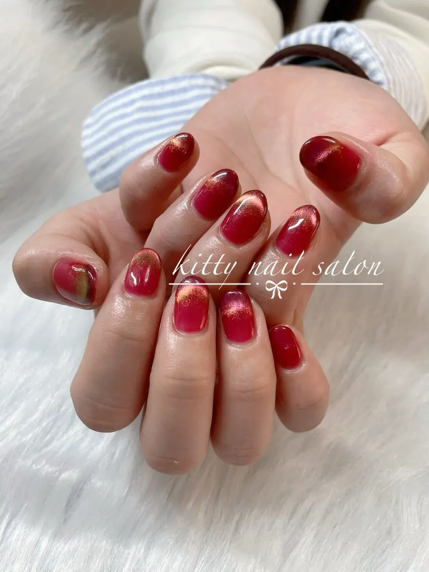 ネイル フレンチネイル マグネットネイル マグネットフレンチ ミラーネイル シンプルネイル kitty nail salonのネイルデザイン