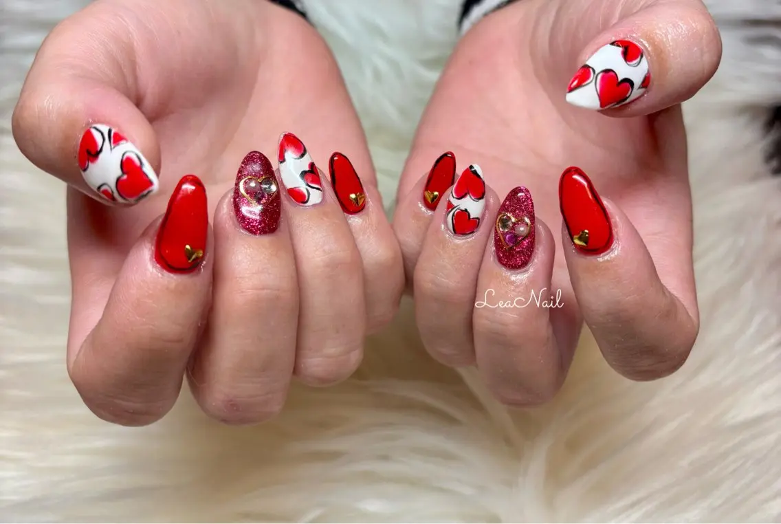 ネイル 持ち込み バレンタイン Lea Nailのネイルデザイン