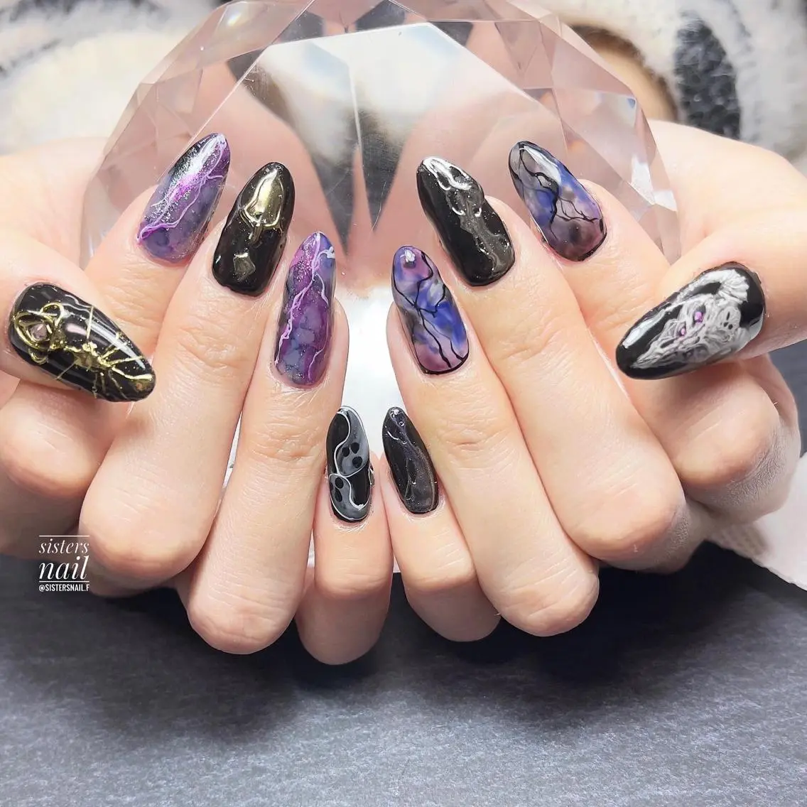 ネイル アートネイル ブルー ジェルネイル ニュアンスネイル sisters nail.fのネイルデザイン