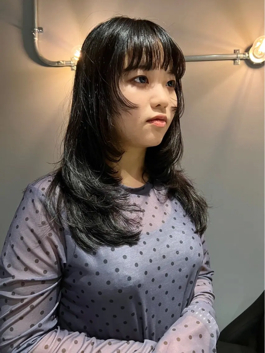 ロング カラー アッシュ アッシュブラック 黒髪 レイヤーカット カット ヘアカラー ストレート/レイヤー カットyuseiのヘアスタイル