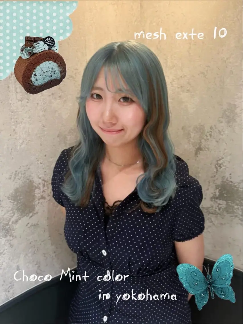 カラー ミント ヘアカラー 🎼デザインカラー ヘアメ たま🎀のヘアスタイル