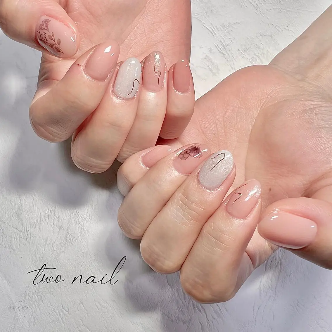 ネイル アートネイル フットネイル ハート マグネットネイル ニュアンスネイル two nailのネイルデザイン