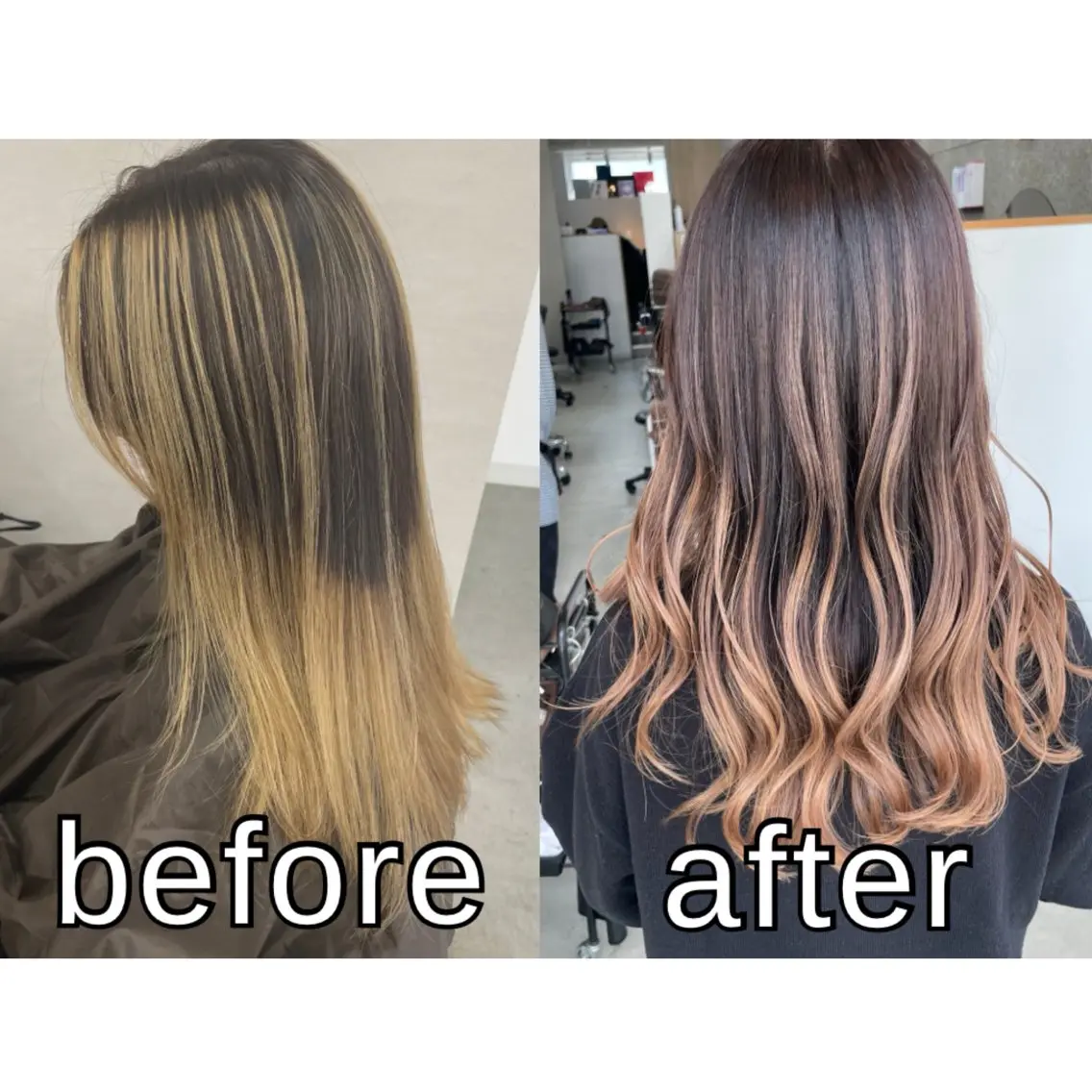 セミロング カラー バレイヤージュ レイヤーカット ヘアカラー トリートメント Lull1人美容室 バレイヤージュのヘアスタイル
