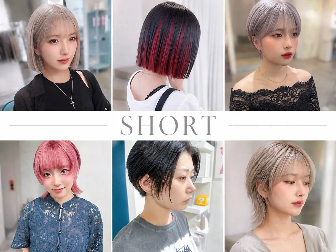 ショート カラー デザインカラー ハイトーンカラー ショートヘア 小顔カット カット ヘアカラー 【デザインカラー】 南堀江 宇都宮のヘアスタイル