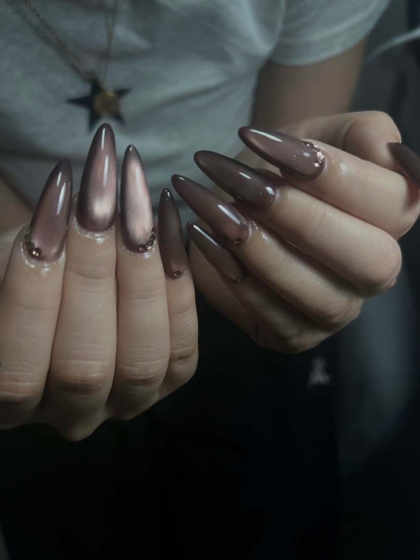 ネイル ブラウン マグネットネイル ハンドネイル solea nail /sakiのネイルデザイン