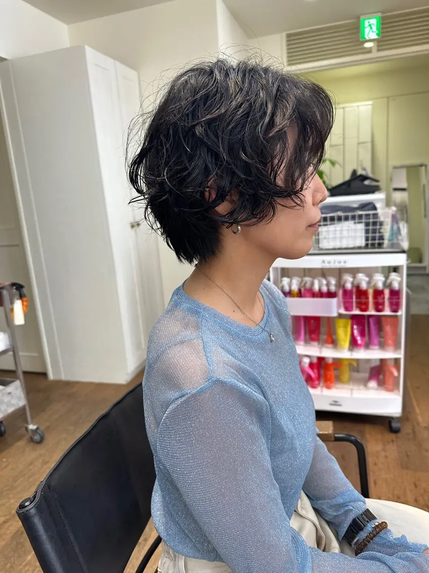 ショート パーマ ショート ボブ 梅田 木戸健人のヘアスタイル