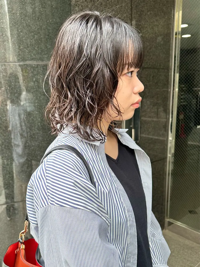 ミディアム パーマ 髪質改善 縮毛矯正/ レイヤー/銀座/本木のヘアスタイル