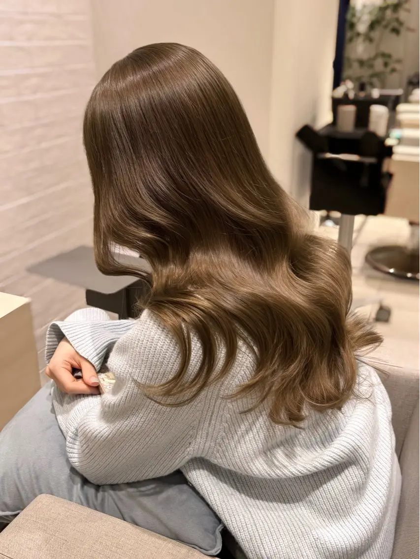 ロング カラー ベージュカラー ミント ミントベージュ 韓国風ヘア レイヤーカット ヘアカラー トリートメント 銀座/韓国レイヤー/ 艶カラー🍓原田侑依のヘアスタイル