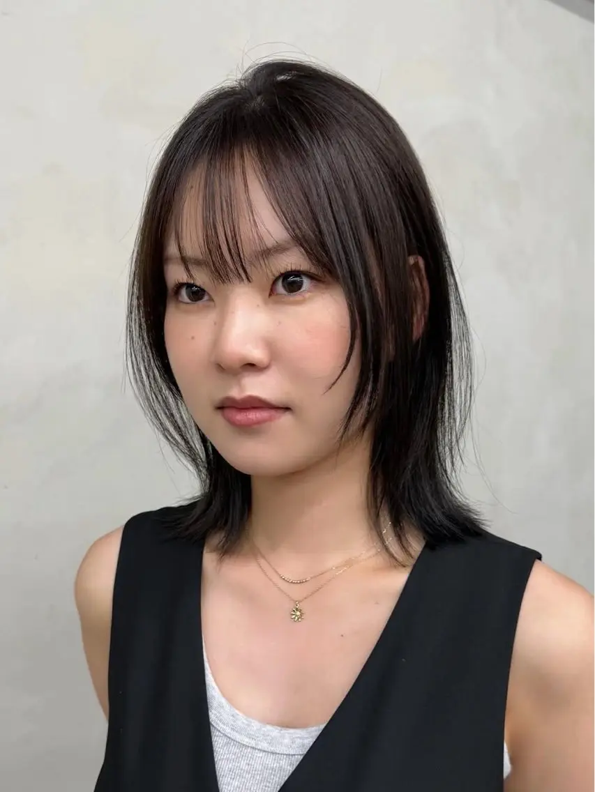 ミディアム カラー カット ヘアカラー トリートメント レイヤーボブパーマ 暖色カラーayuのヘアスタイル