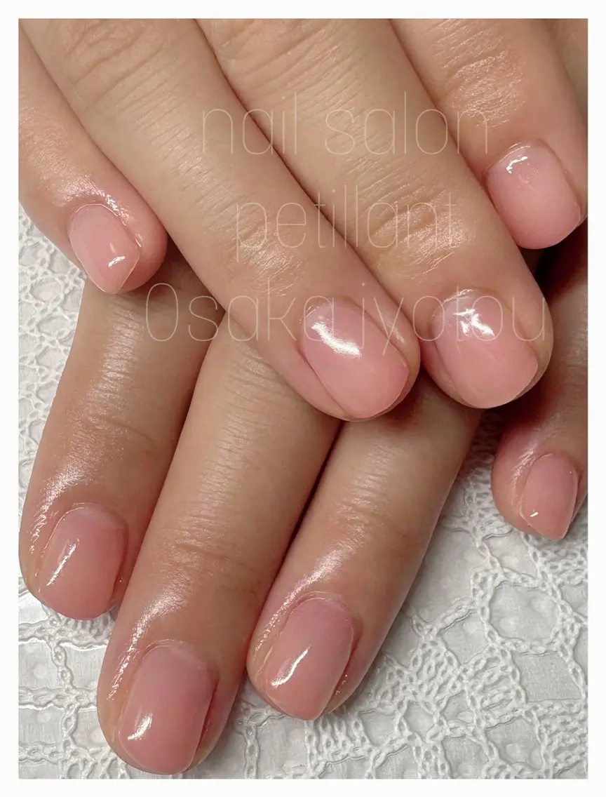 ネイル クリアネイル ピンク シンプルネイル nail salon petillantのネイルデザイン
