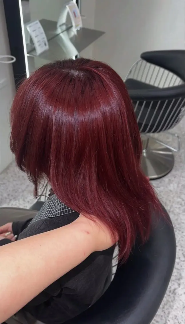 カラー レッドカラー ヘアカラー 中山 ちかのヘアスタイル