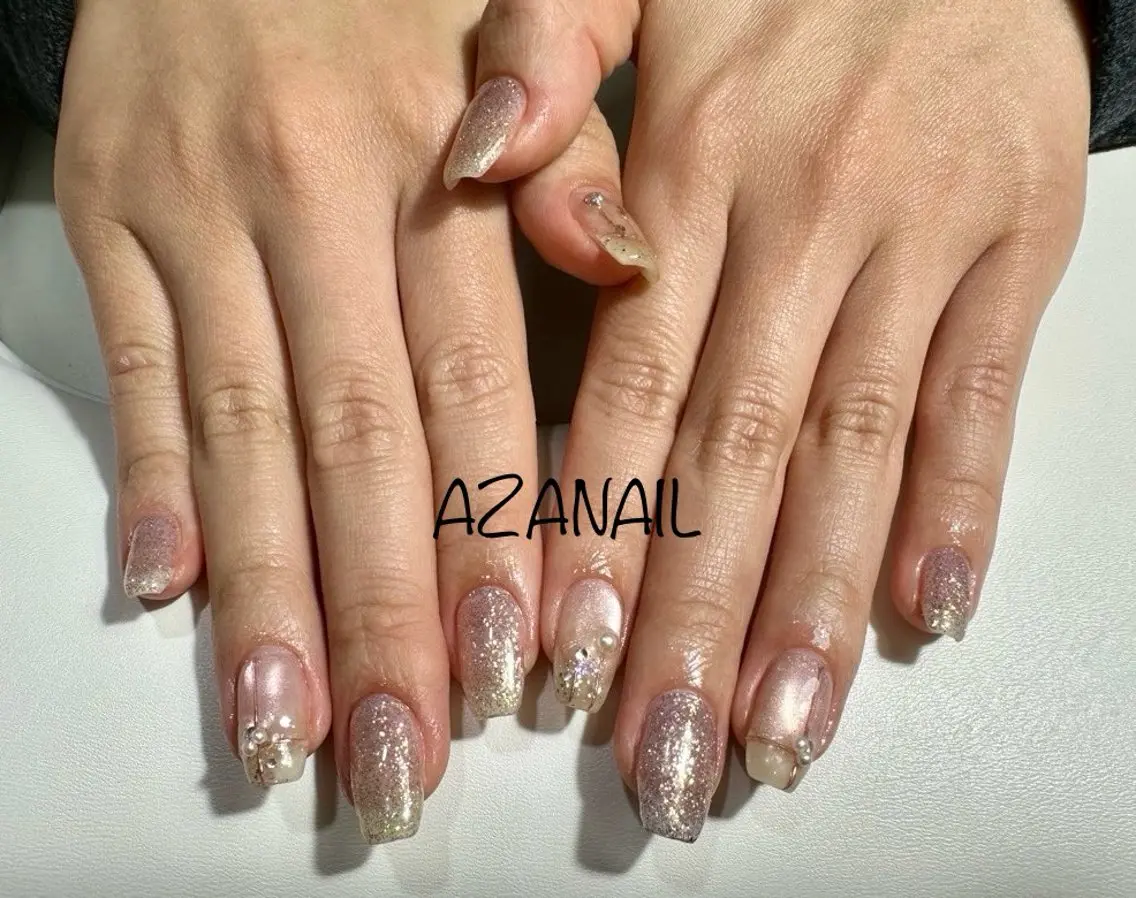 ネイル チークネイル グラデーション マグネットネイル シンプルネイル 春ネイル ハンドネイル AZA NAILROOMのネイルデザイン