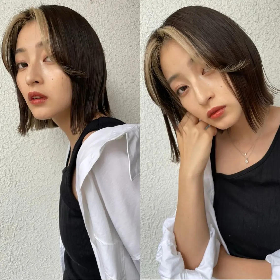 ミディアム カット ヘアカラー ‎🤍レイヤー/ 縮毛矯正🖤菊池瑛士のヘアスタイル