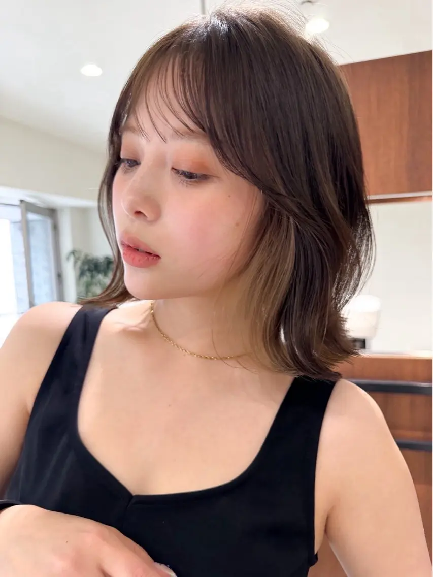 ミディアム カラー ヘアアレンジ ヘアカラー トリートメント 🫧透明感カラー/ Wカラー🫧namiのヘアスタイル