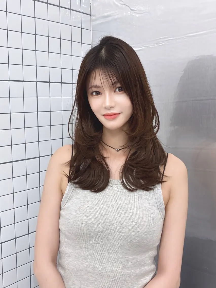 セミロング カット ヘアカラー ヘアセット 縮毛矯正/エクステ レイヤーカット/達也のヘアスタイル