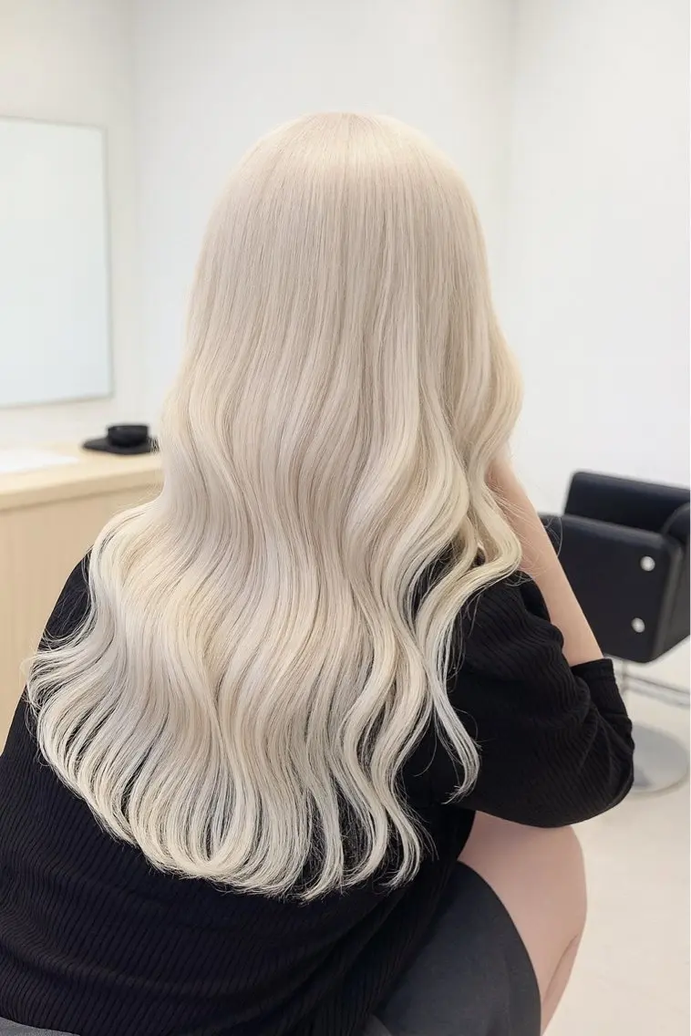 ロング カット ヘアカラー トリートメント ヘアセット 透明感ブリーチ ハイトーンウエダのヘアスタイル