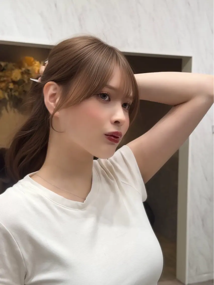 ミディアム カラー カット ヘアカラー トリートメント レイヤーダブルカラー KYONのヘアスタイル