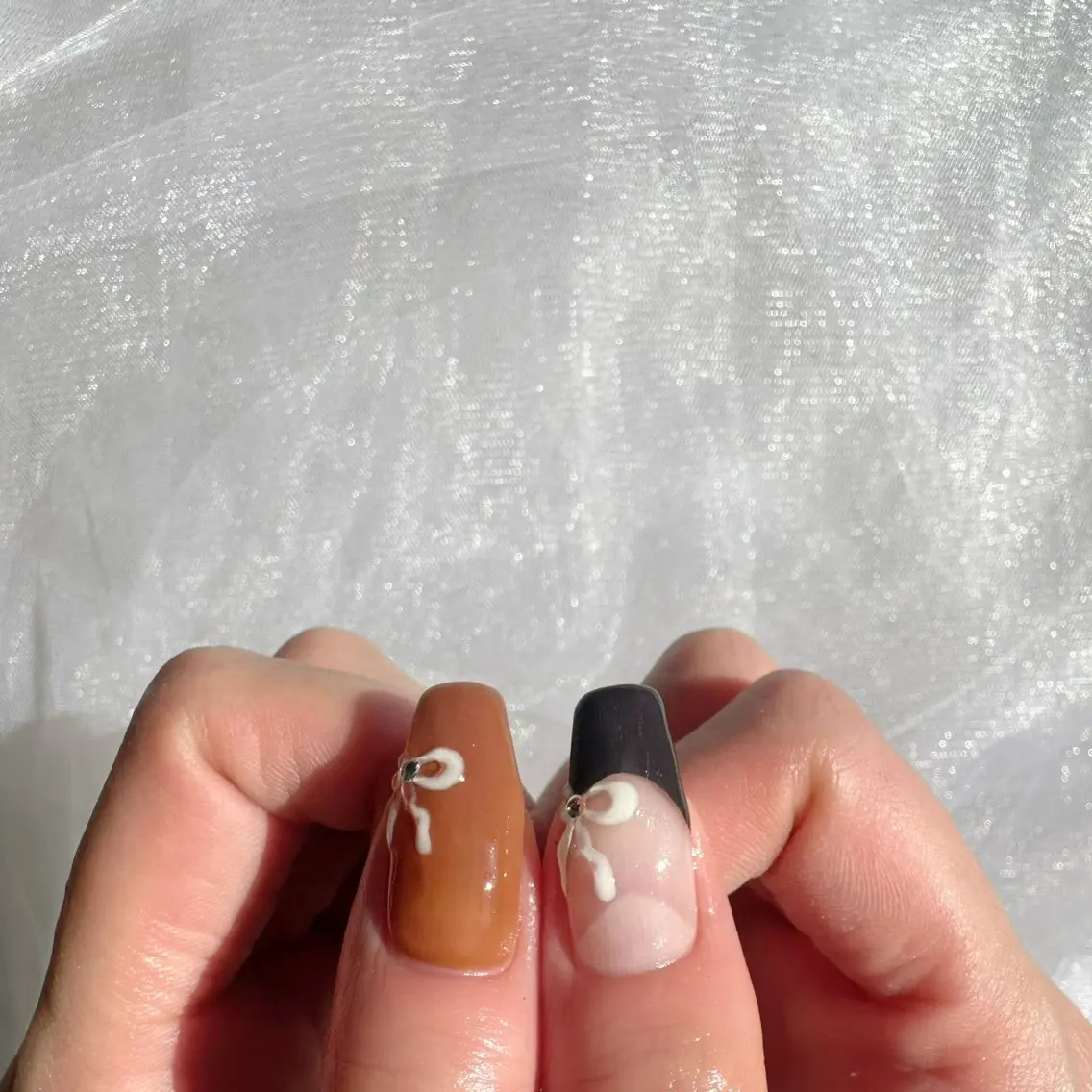 ネイル ブラウン フレンチネイル 氷ネイル・うるうるネイル 韓国ネイル ニュアンスネイル 🪞KAPE NAIL 🪞のネイルデザイン