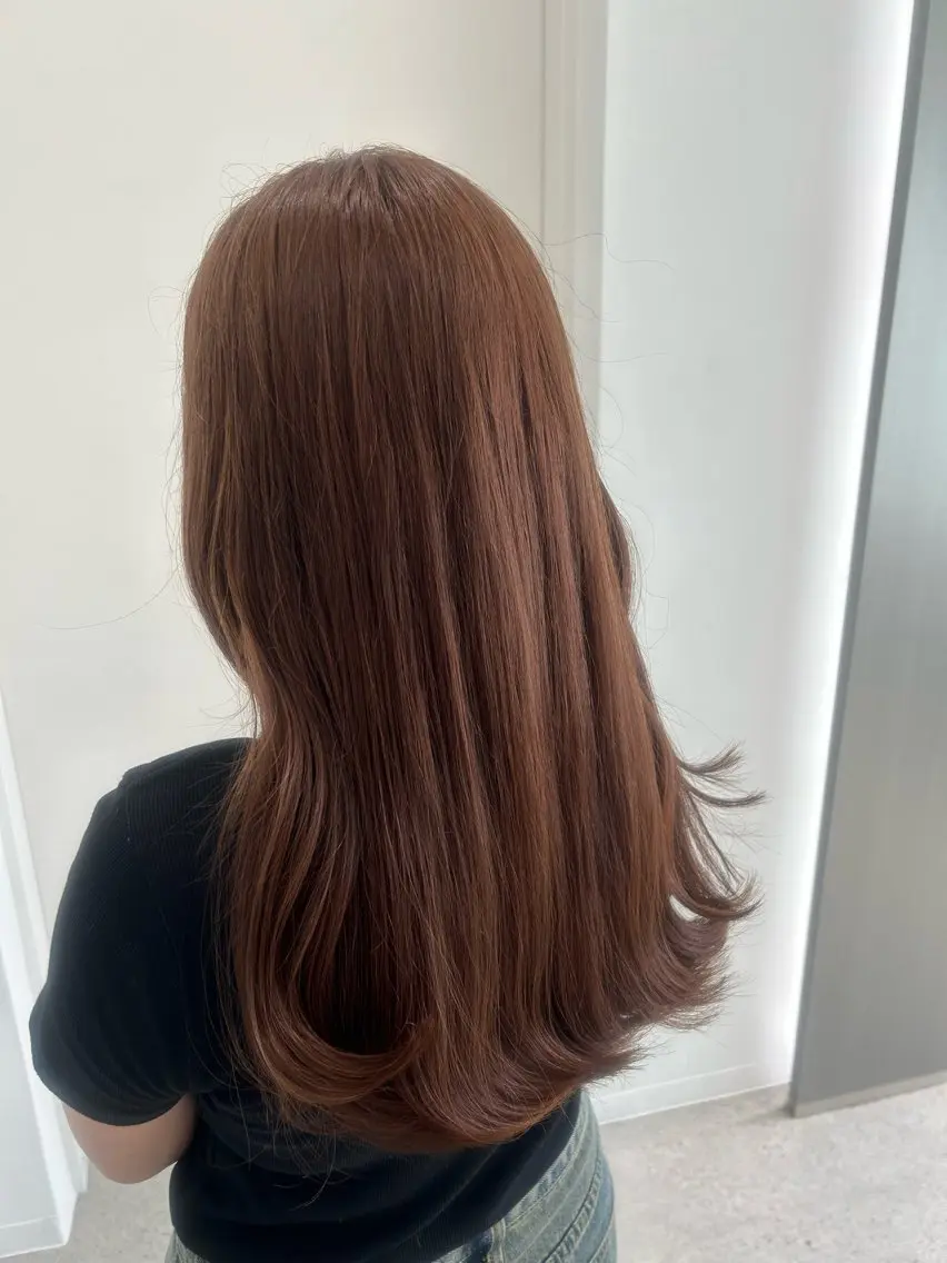 ロング カラー カット 縮毛矯正 愛結 暖色カラー🎀🩰のヘアスタイル