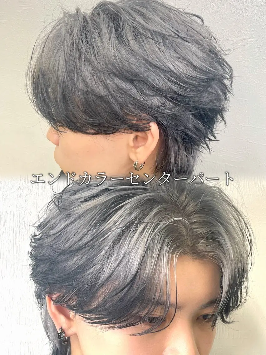 ミディアム カラー メンズ メンズハイトーン デザインカラー ハイトーンカラー カット ヘアカラー 磯本 正光のヘアスタイル