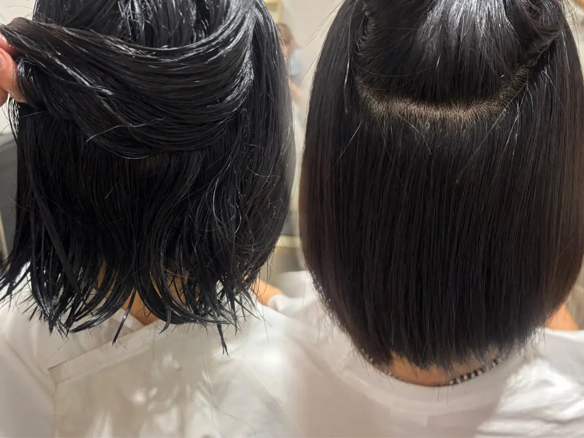 ショート パーマ 縮毛矯正 縮毛矯正 ワンカラー🫧 Moa⚛️のヘアスタイル