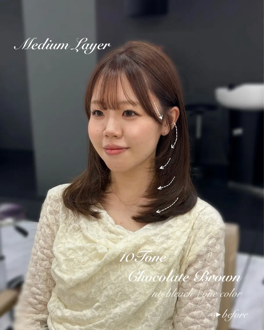 ミディアム カラー ピンクカラー カット ヘアカラー トリートメント 岡山 愛のヘアスタイル