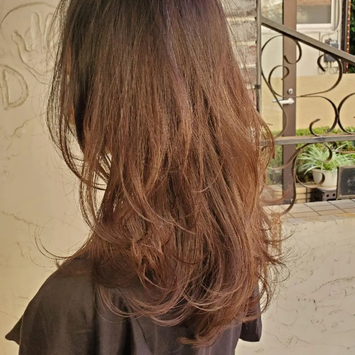 セミロング カラー カット ヘアカラー トリートメント 韓国レイヤー柔らかい 地毛風縮毛矯正/マツのヘアスタイル