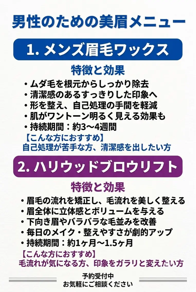 アイブロウ メンズアイブロウ ワックス脱毛 眉カット LEDエクステ🫧 ダリアビューティーのマツエク・マツパデザイン