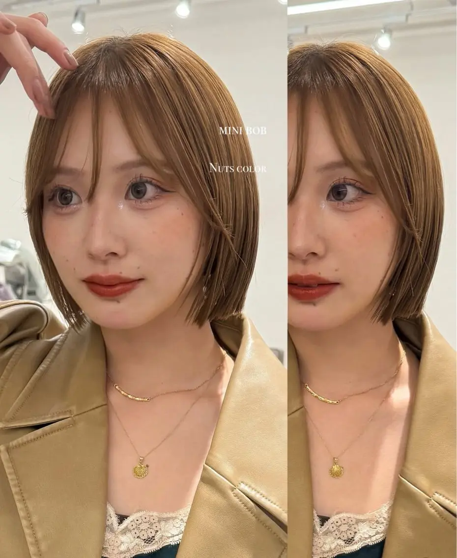 ミディアム おしゃれボブ/暖色 カラー🧶いろはのヘアスタイル