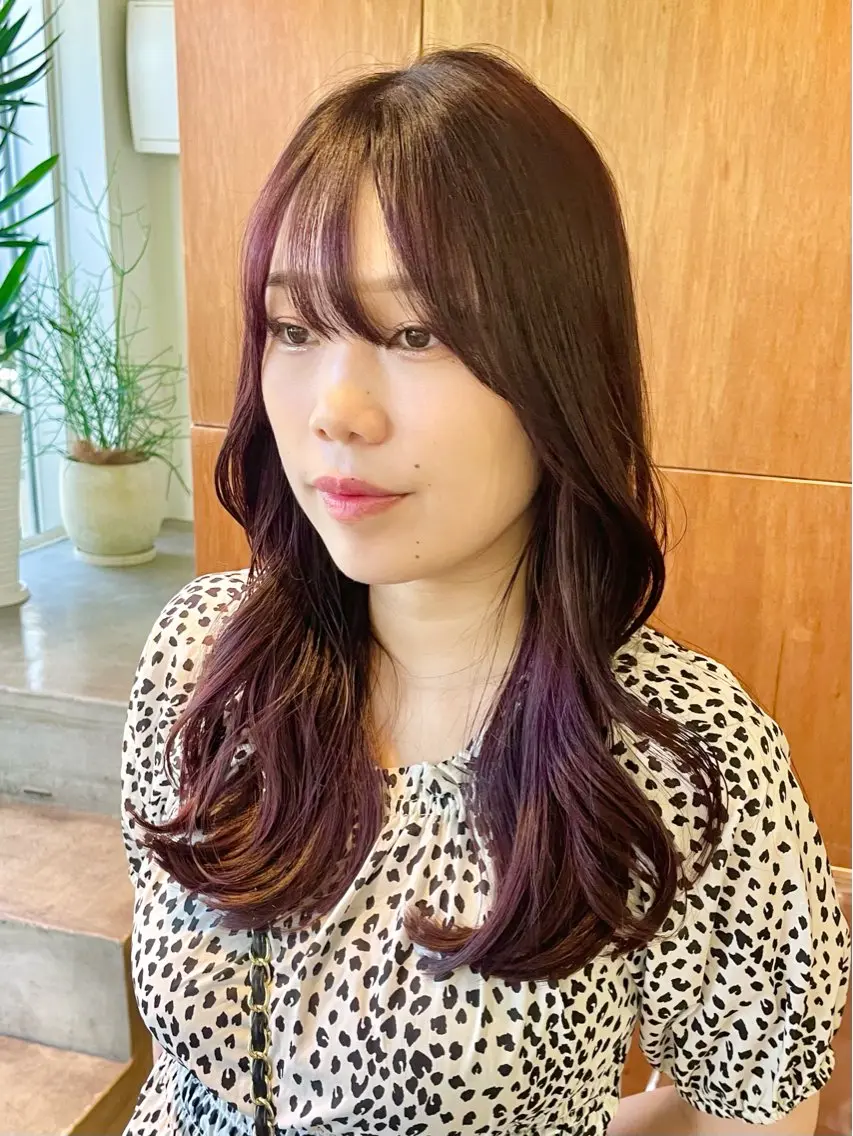 セミロング ピンクブラウン カット ヘアカラー トリートメント yukii しまむら のぞみのヘアスタイル