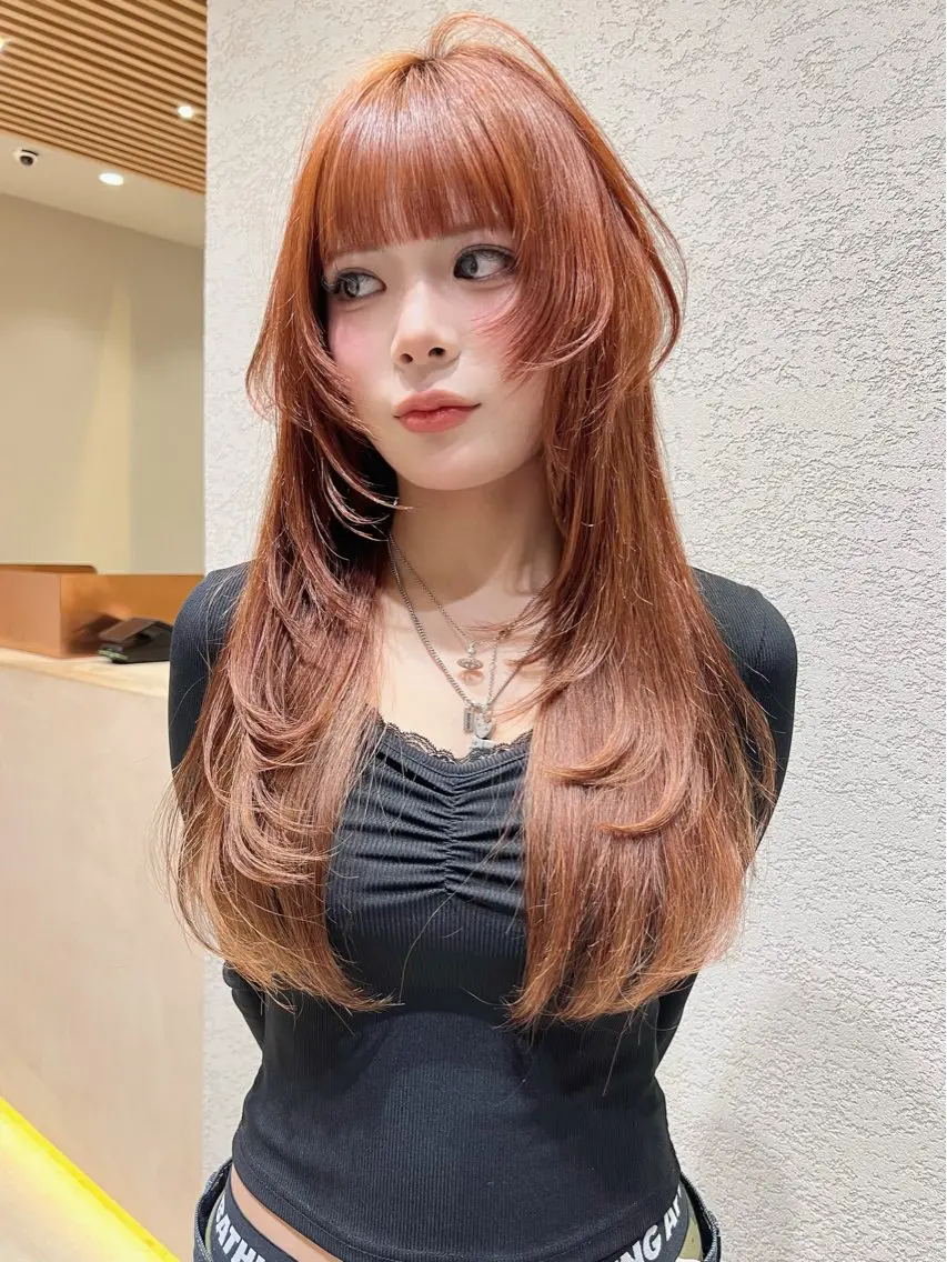 ロング カラー カット ヘアカラー トリートメント 興津/韓国レイヤー ダブルカラー美髪縮毛のヘアスタイル