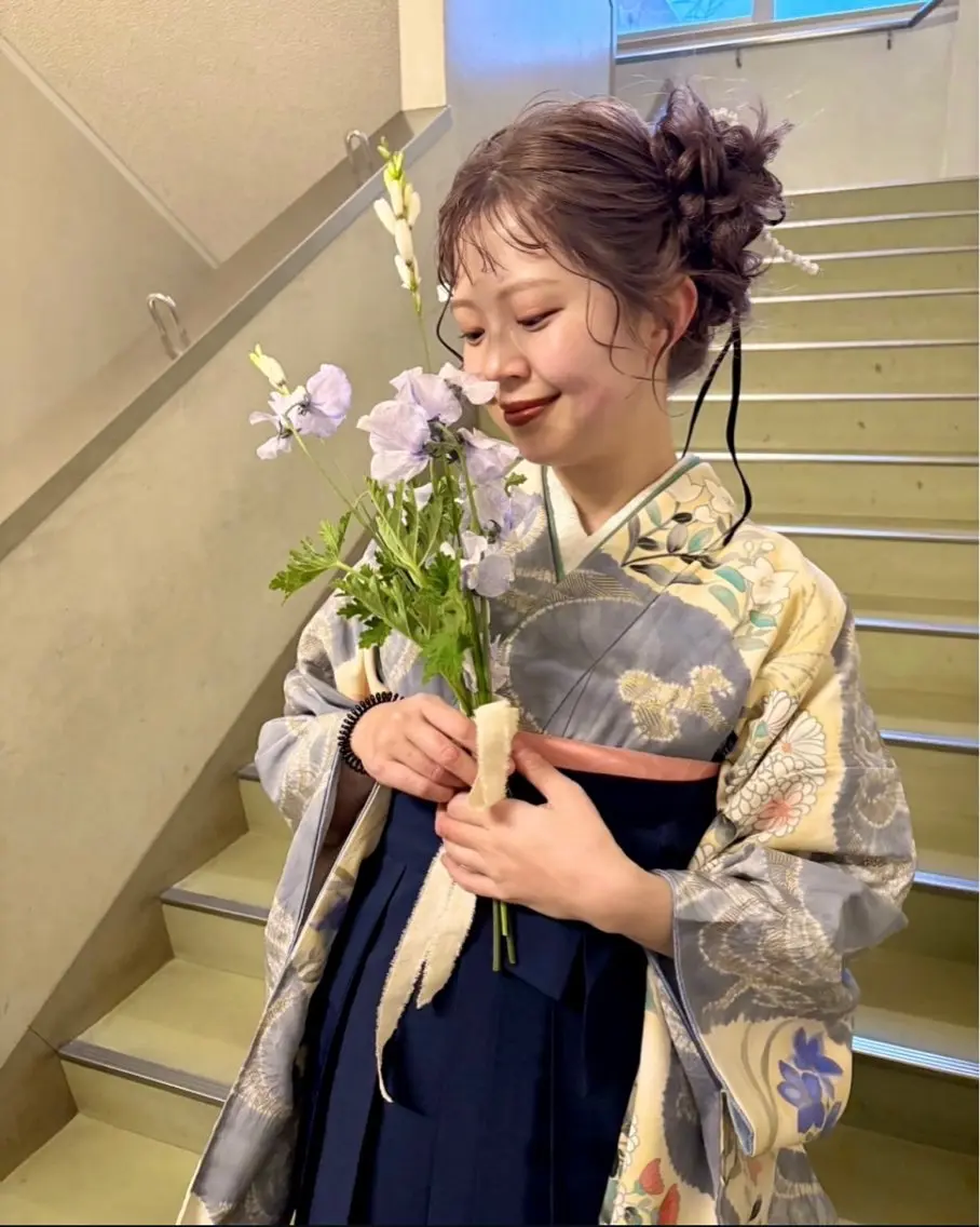 【卒業式】袴着付け+ヘアセット電話予約も可能)の写真