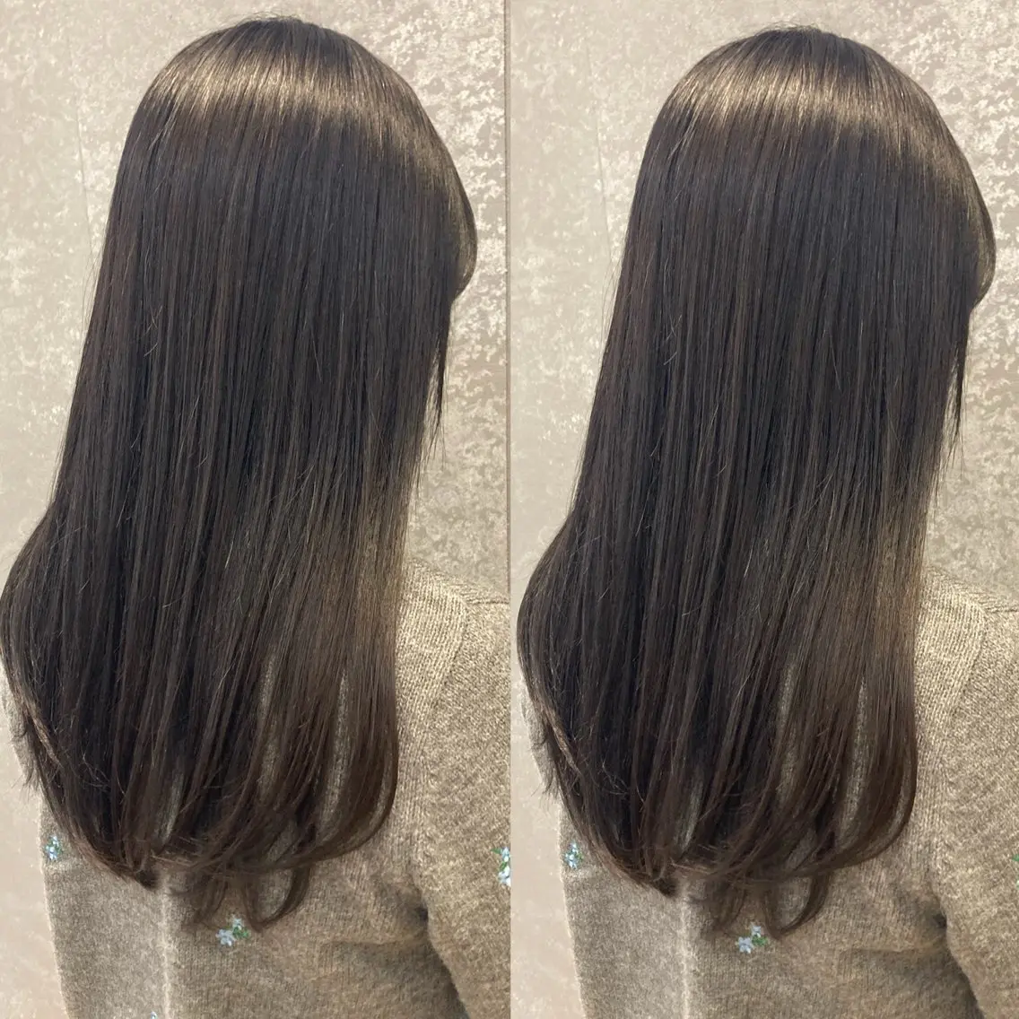 セミロング カラー ダークグレー ダークグレージュ グレージュ み うのヘアスタイル