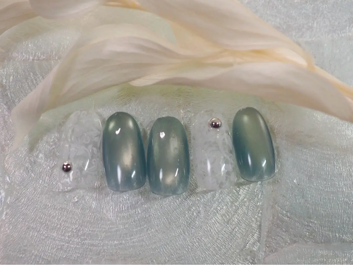 ネイル オーロラネイル 桜ネイル フラワーネイル フットネイル フレンチネイル ハンドネイル mogunail &blowのネイルデザイン