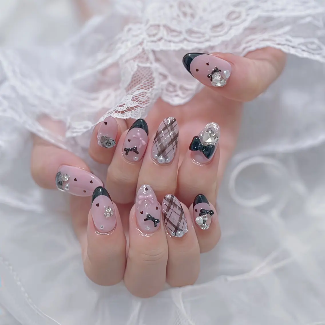 ネイル ブラウン フレンチネイル 持ち込み ハンドネイル nailsalon Paletteのネイルデザイン