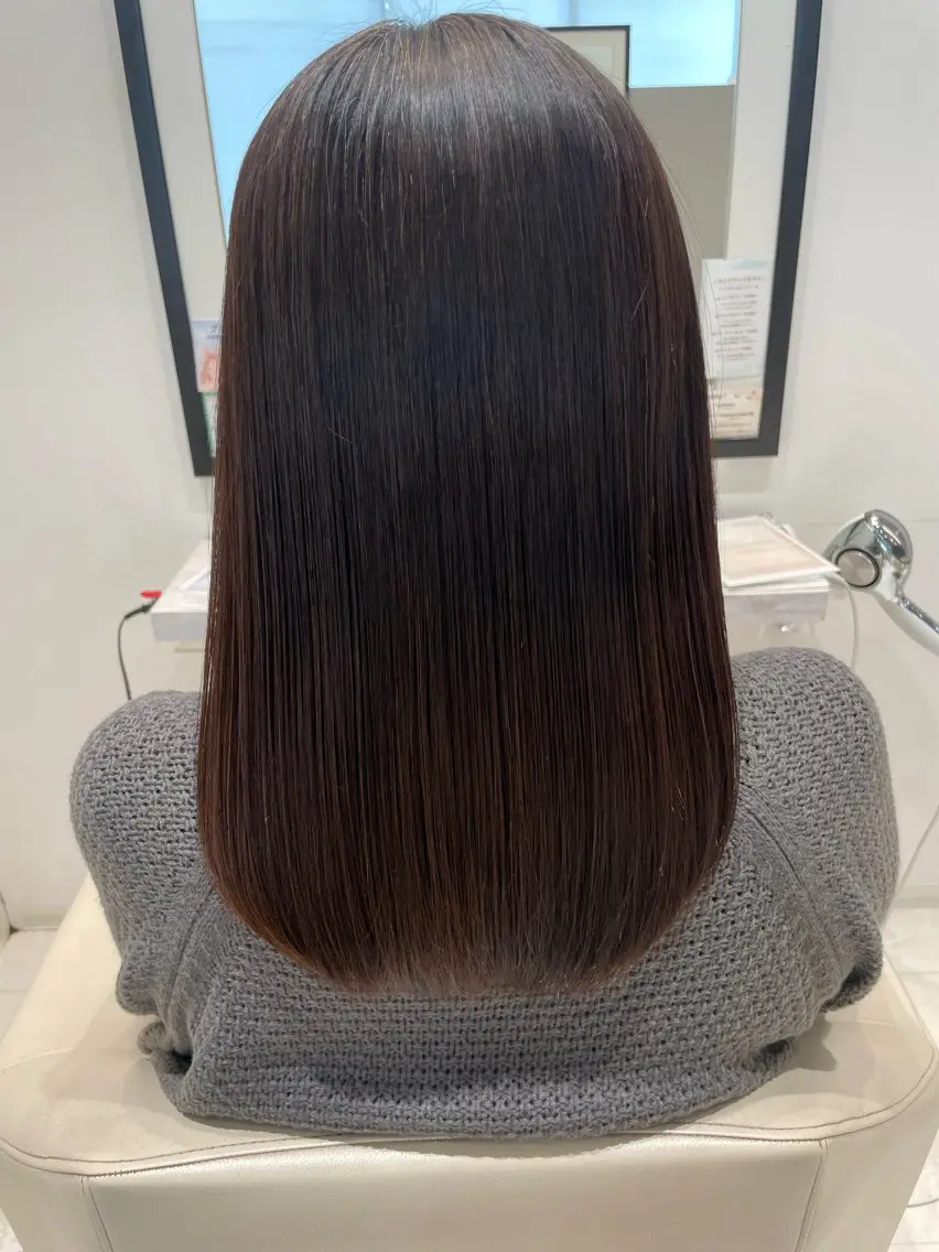 セミロング パーマ カット 縮毛矯正 トリートメント k-twoたき✨艶感 カラー/美髪矯正のヘアスタイル