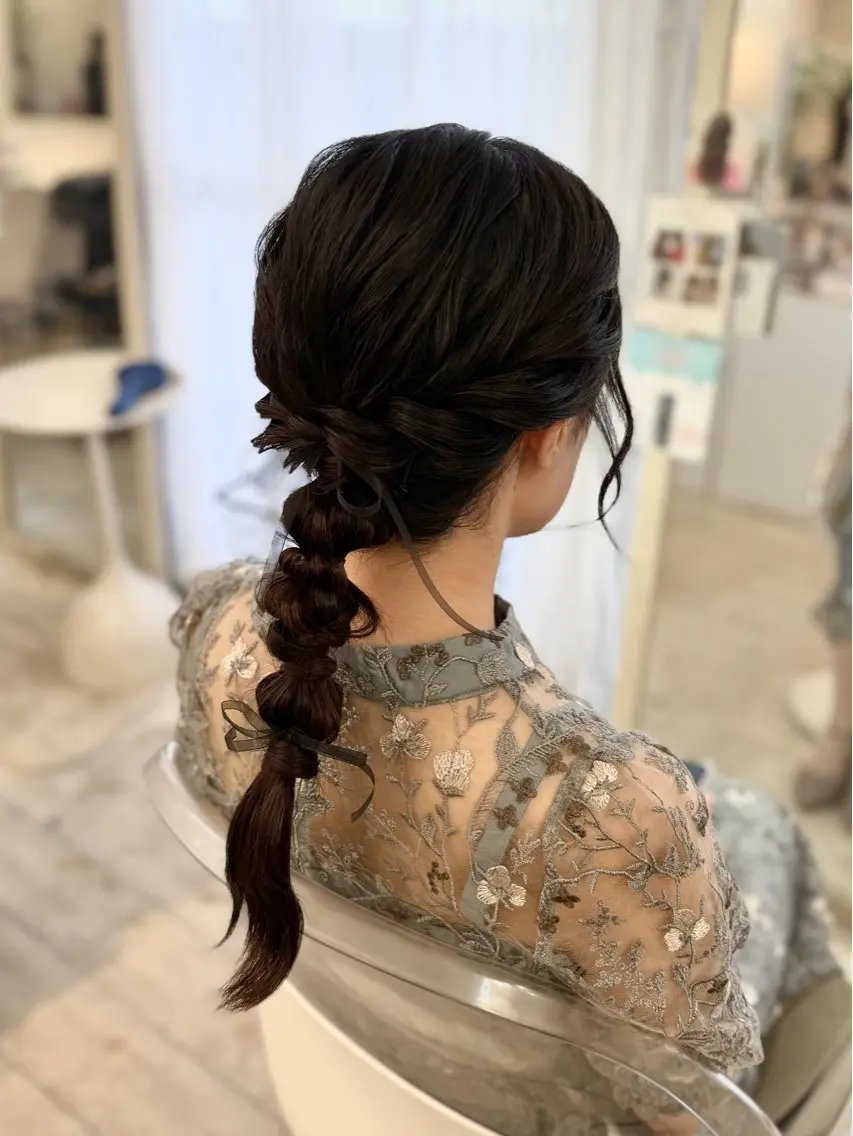 セミロング ヘアアレンジ ヘアセット 梅田茶屋町ヘアセット 🎀RIONA🎀のヘアスタイル