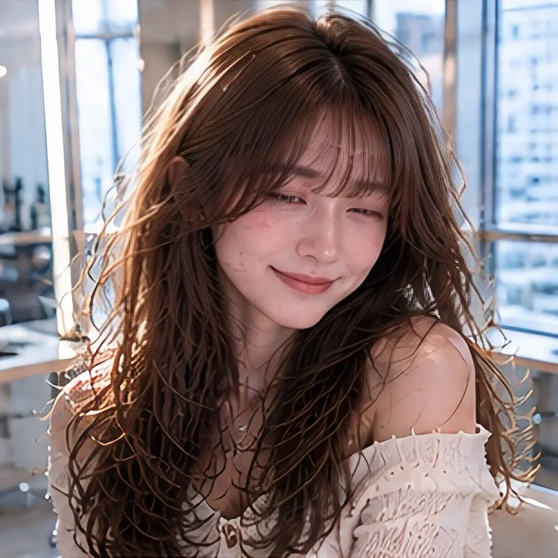 ロング カラー カット ヘアカラー 縮毛矯正/レイヤー/ 前髪カット/おばかんのヘアスタイル