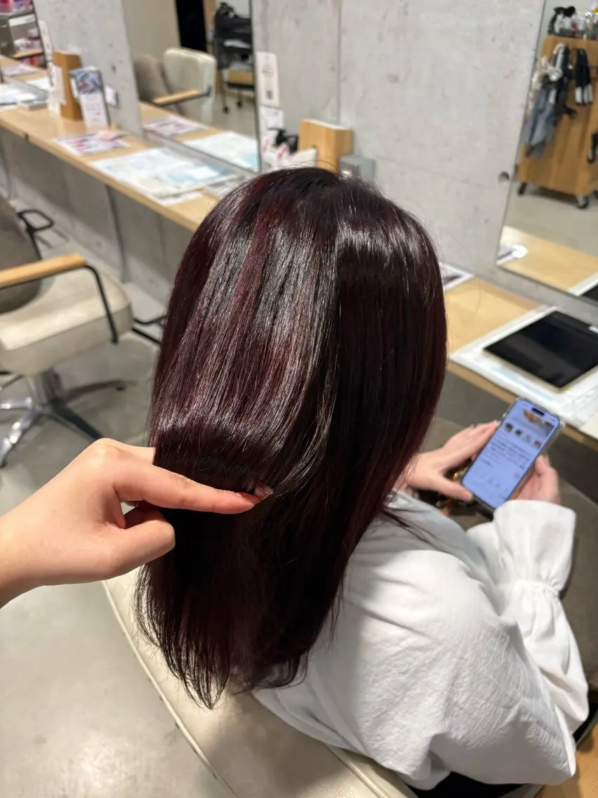ミディアム ヘアカラー さくらこ/オリーブ カラー/カラーモデルのヘアスタイル