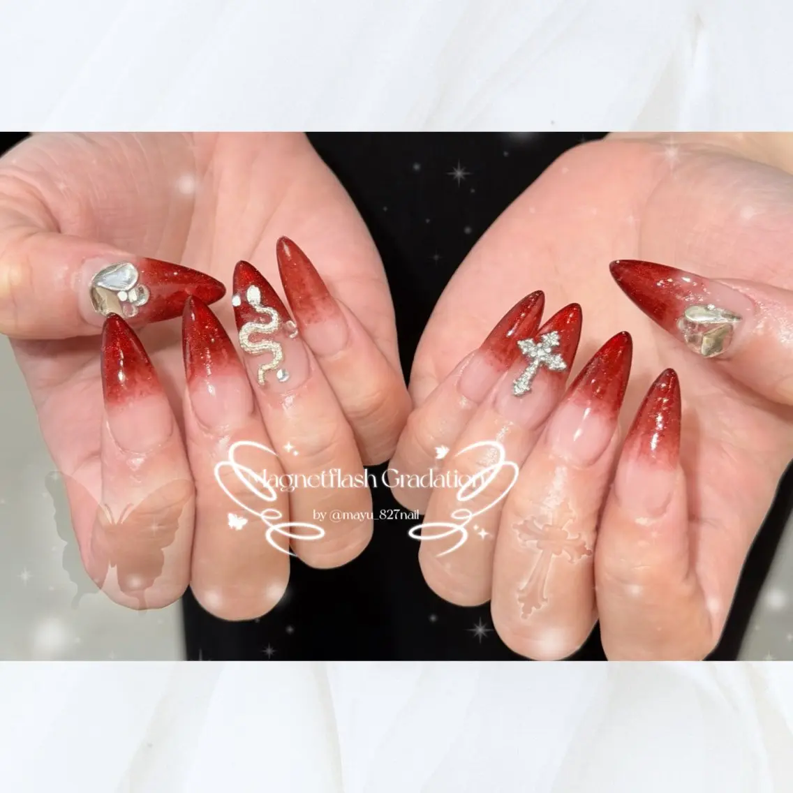 ネイル 長さ出し フラッシュネイル 韓国ネイル マグネットネイル ワンホンネイル ハンドネイル 827nail mayu🐈🐾のネイルデザイン